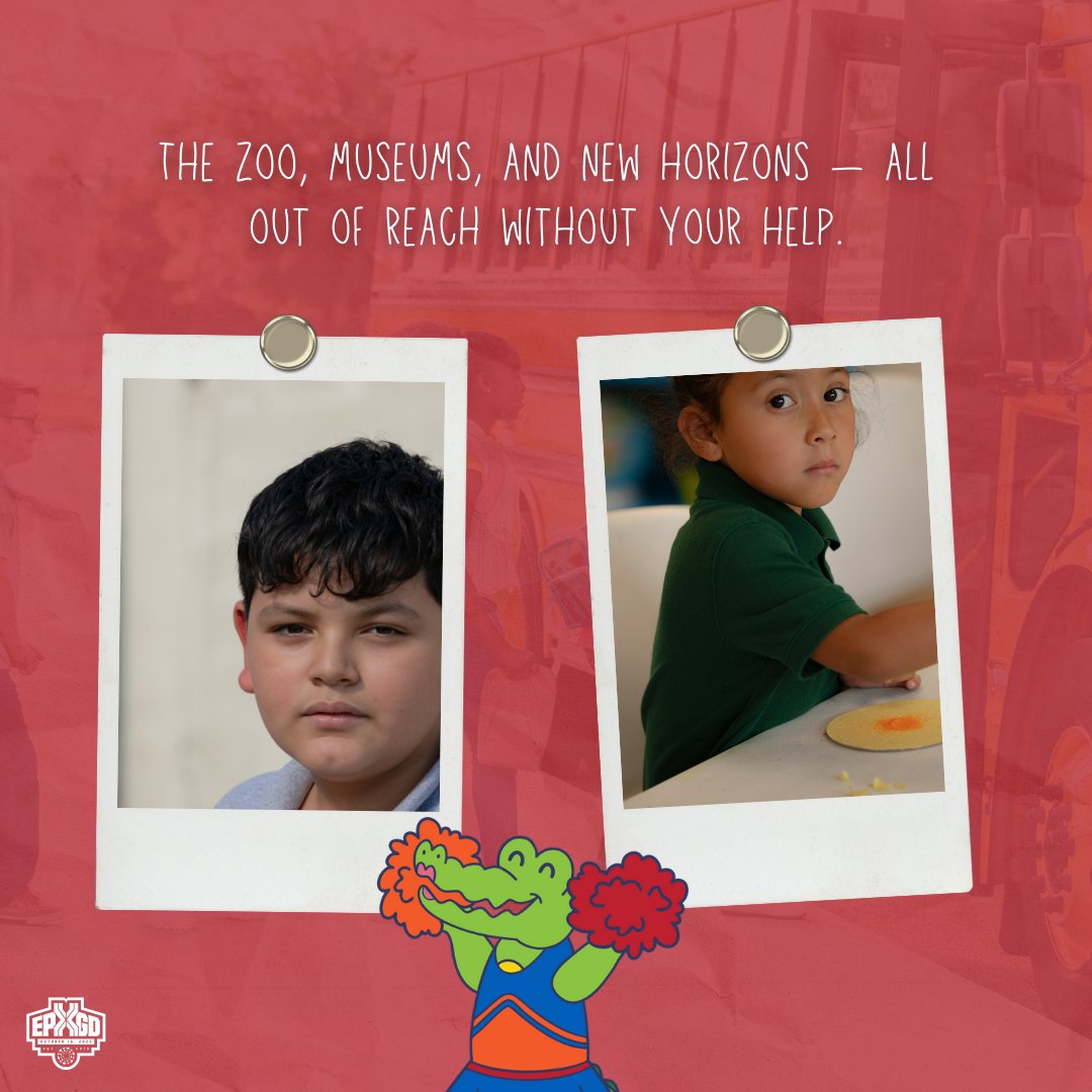 With your help this El Paso Giving Day, every student can step outside the classroom and into real-world learning through field trips🚎 #worldlearning #fieldtrips #help #education #donate

DONATE TODAY! loom.ly/KfNG0Wk