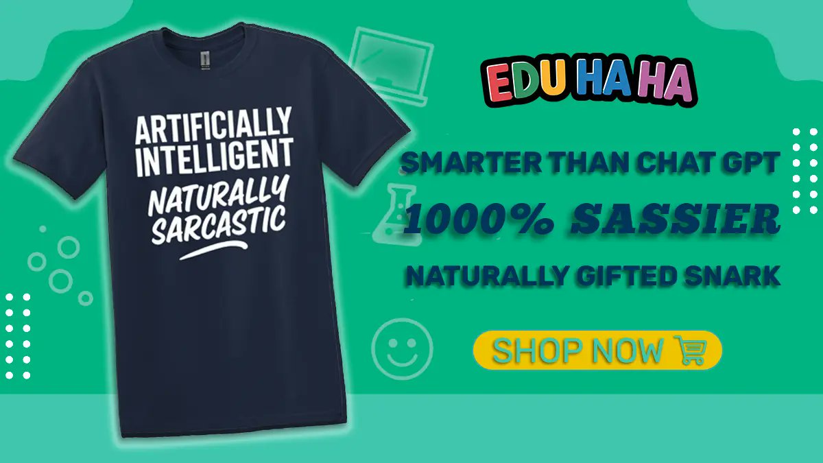 EDUHaHaFun's tweet photo. AI can try. You sarcastically succeed.
Meet the shirt for teachers who roast bots, boost brains, and barely hold back their eye rolls.
🔥 Naturally Sarcastic → https://t.co/cgqUc6A2jA

#EDUHaHa #NaturallySarcastic #TeacherHumor #AIBattle #WittyWardrobe #SnarkMode https://t.co/cx2DjnJ2qW