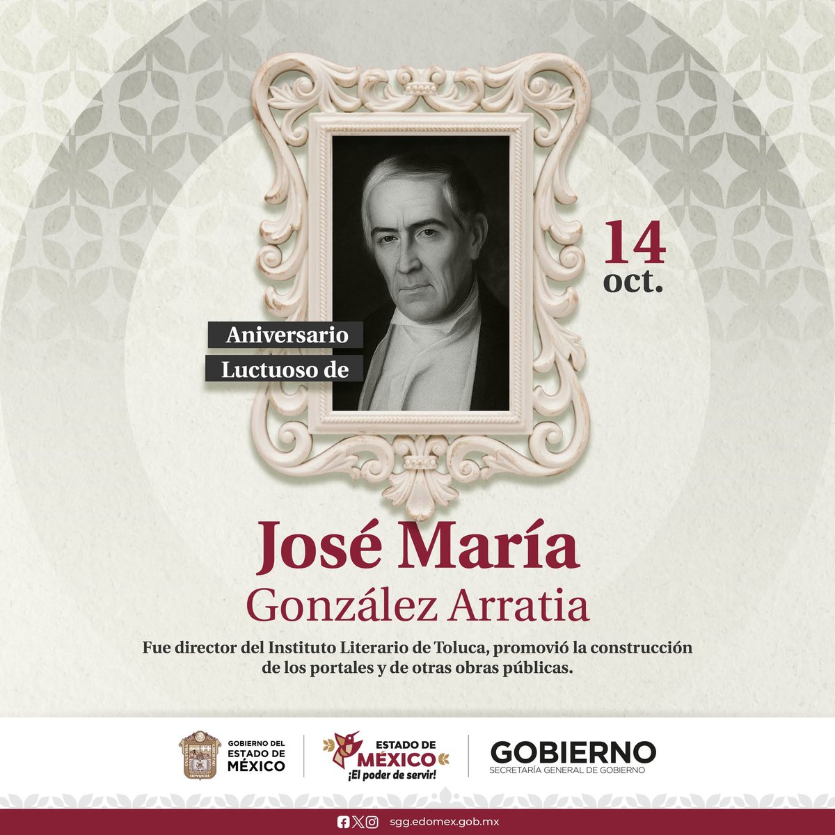 SGGEdomex's tweet image. Recordamos al ilustre González Arratia, pionero de la educación en el #EstadoDeMéxico, cuya labor sentó las bases para un futuro más justo y preparado. Se le considera un símbolo de progreso y lucha que sigue inspirando a la comunidad mexiquense.
#ElPoderDeServir