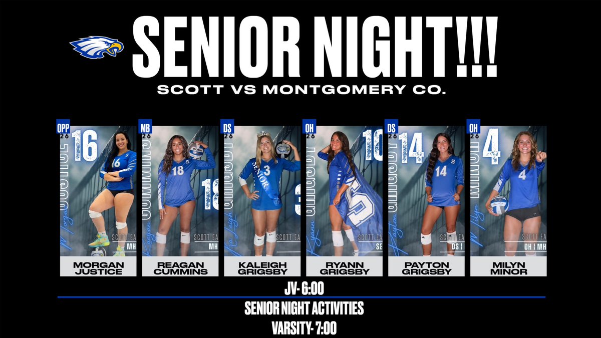 Join us for our SENIOR NIGHT tonight vs Montgomery Co! 💙🦅💙🦅💙