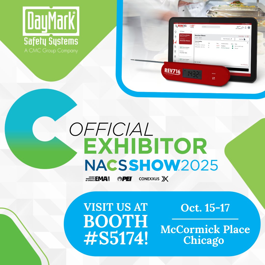We’re at the 2025 <a href="/NACSonline/">NACS</a> Show in Chicago! 🎉 

Visit us this week at Booth #S5174 to see how DayMark is making kitchens smarter and safer. 

#NACSShow #FoodSafety #CStore #KitchenAutomation