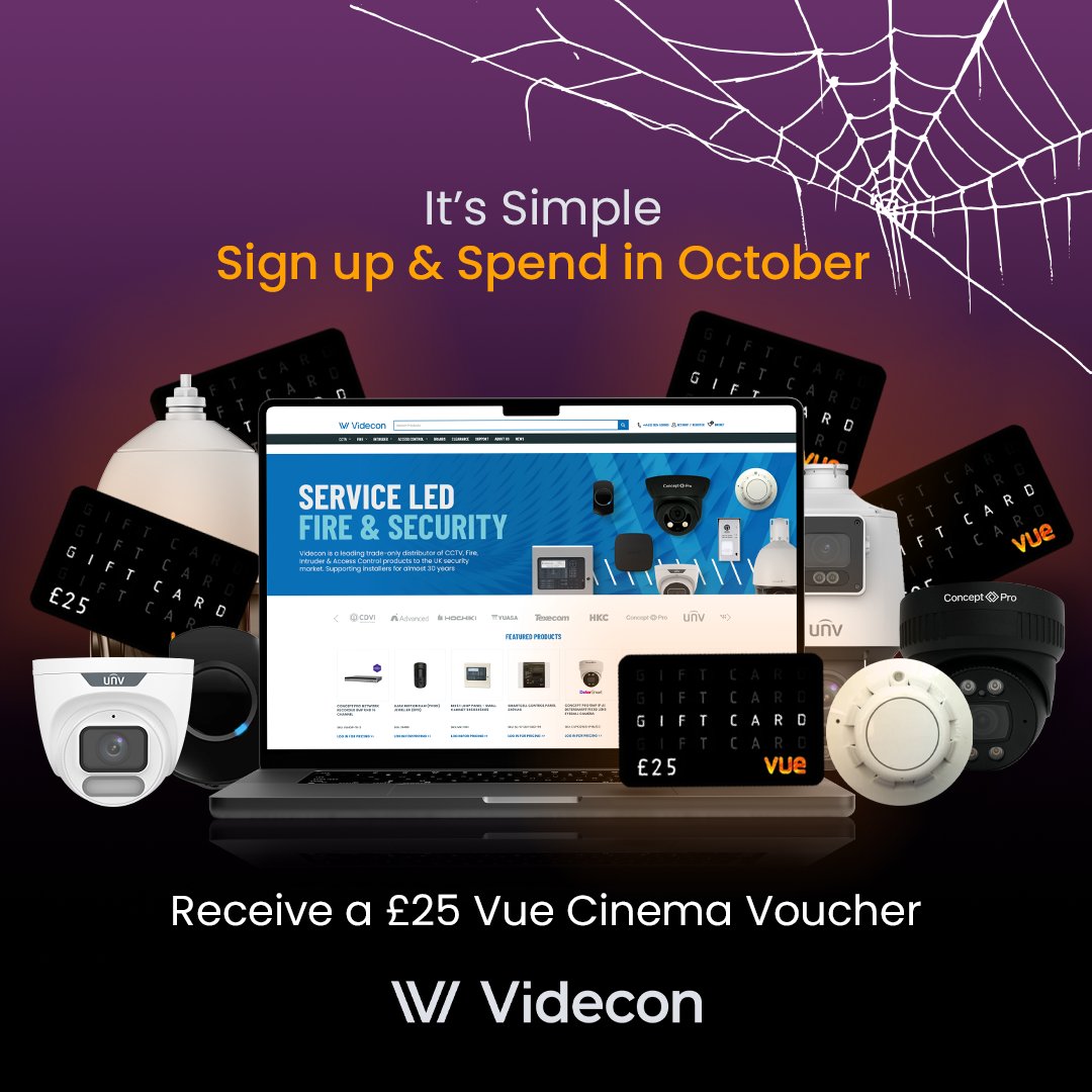 No tricks here, just treats! 👻

Register in October, spend £500 on the Videcon website to get a £25 Vue cinema voucher. It's that simple!

bit.ly/3J2LMxQ

#Videcon