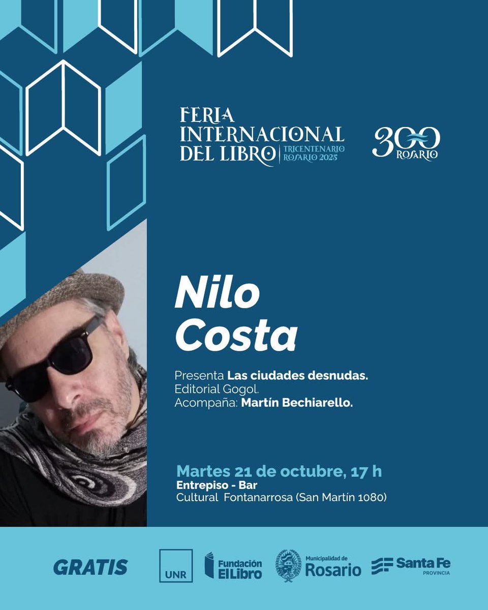 📣Este martes 21 a las 17 presento 'Las ciudades desnudas' en la Feria Internacional del libro Rosario 2025. Me va a acompañar el groso de @martinbechiarello para que no divague demasiado. 
👁 Los espero a todos.
🔥Entrada libre y grattuita.
⏰ Horario super puntual.