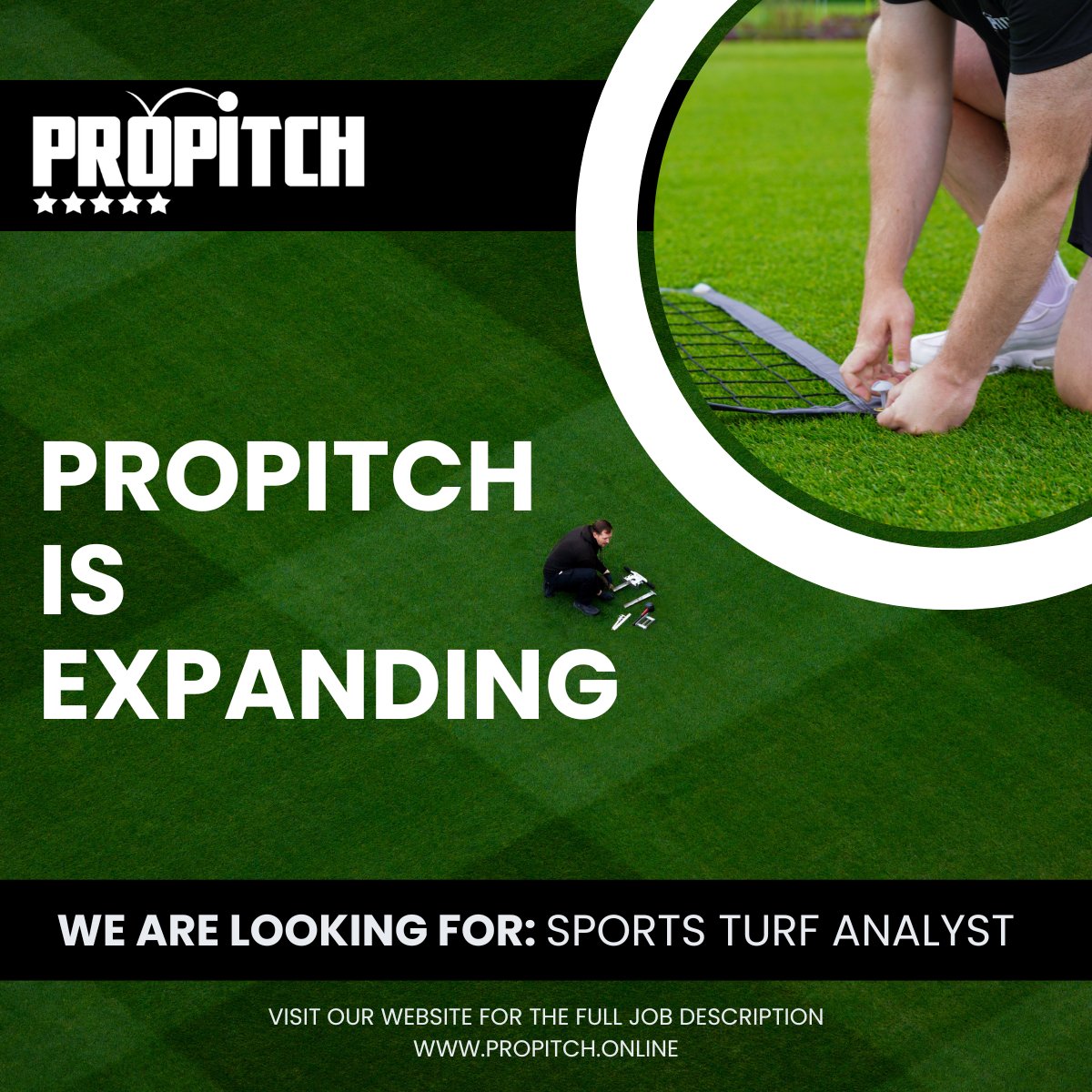 🌍 ProPitch is Growing!

As we continue to expand globally, we’re looking for a talented Sports Turf Analyst to join our team.
Be part of our future growth and success delivering world class pitch performance.🌱

📍 View the full job description at propitch.online/jobs