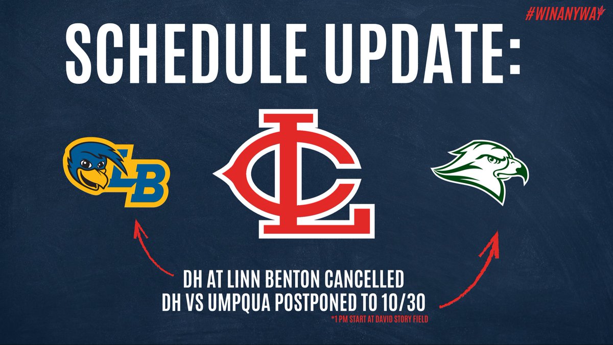 lcdevilsbase's tweet image. 🚨Schedule updates for the week📆
• Our games at Linn Benton Thursday have been cancelled.
• Our games vs Umpqua have been postponed to 10/30. 1 PM Start.
The Red Devils will have a closed scrimmage this Friday. Park will not be open to fans.
#WINANYWAY