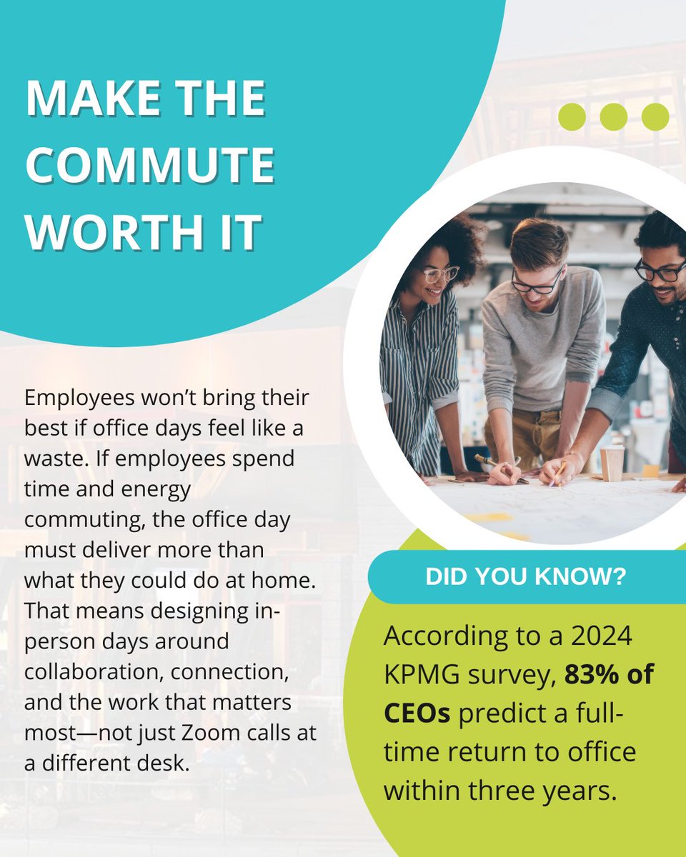 ThreadHCM's tweet image. Our friends at Gather Sciences shared smart advice for hybrid leaders: if your team’s commuting, make it count.
Use office days for connection, creativity, and culture—not just meetings.
📖 Full article link in comments.
#HybridWork #Leadership #ThreadHCM