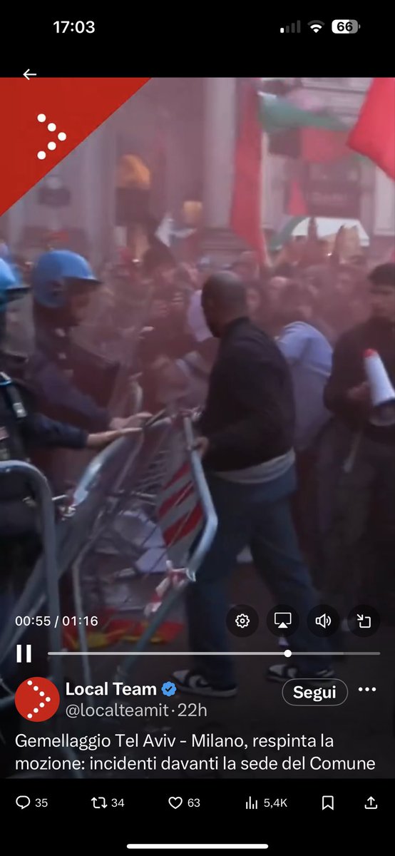 Ma avete visto cosa è successo a Milano? I violenti tafferugli davanti al Comune solo perché non è passata la mozione contro il gemellaggio tra le città di Milano e Tel Aviv?
Ma questi pro Pal non lavorano mai? Stanno sempre a strillare per strada e a fare danni?  Anche ora che