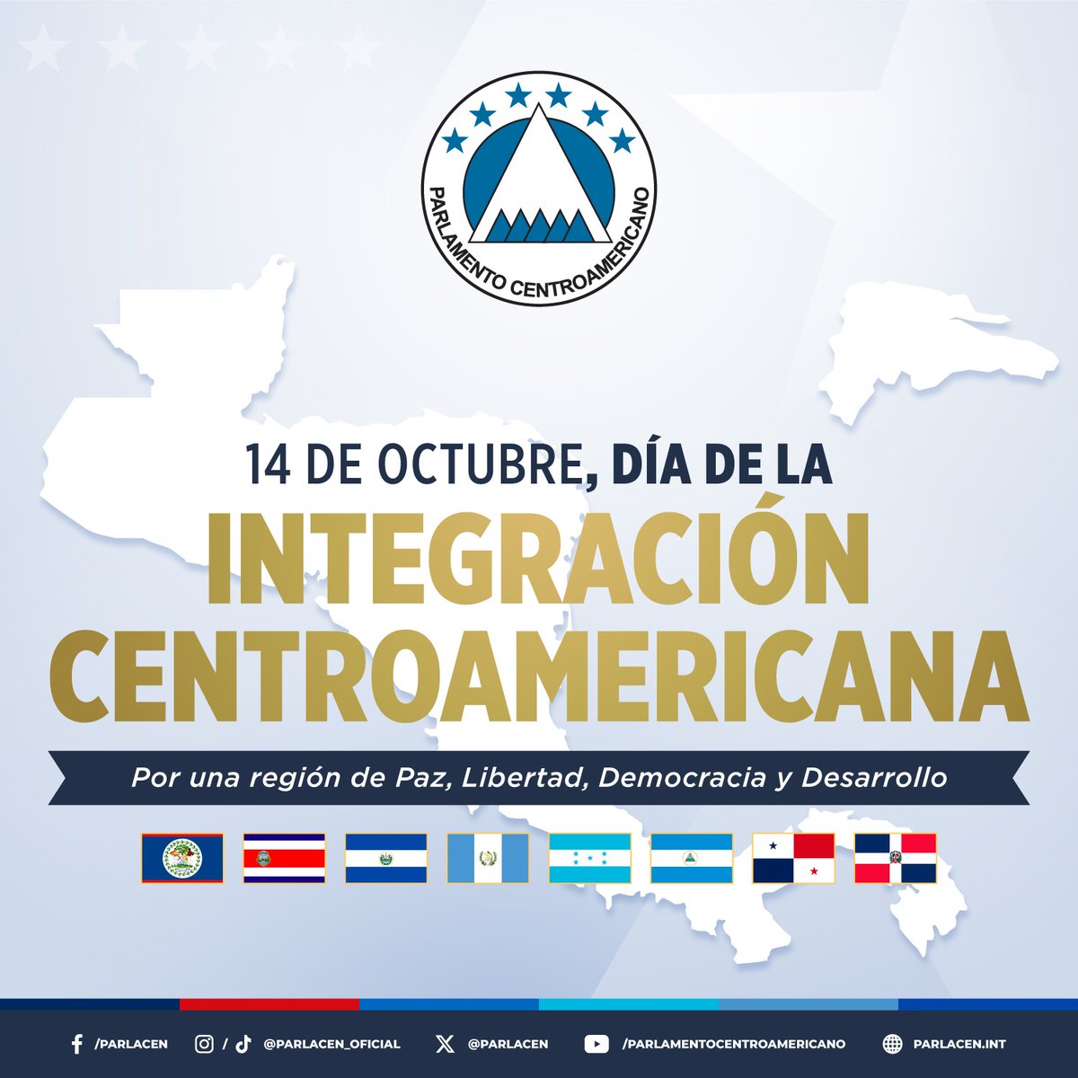 Saludo del Presidente del Parlamento Centroamericano <a href="/PARLACEN/">PARLACEN</a> HD Carlos Hernández y de la Junta Directiva, con motivo del Día de la Integración Centroamericana
#integracióncentroamericana #integraciónregional <a href="/sg_sica/">SICA - Sistema de la Integración Centroamericana</a>