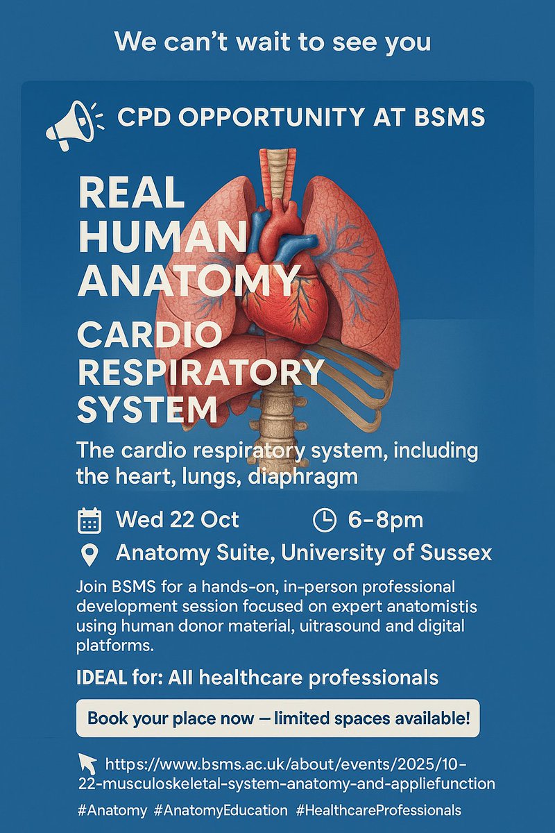 Are you in Healthcare or Fitness? Would like to join us for our last CPD event of the Year on the CardioResp system then check out bsms.ac.uk/about/events/2…