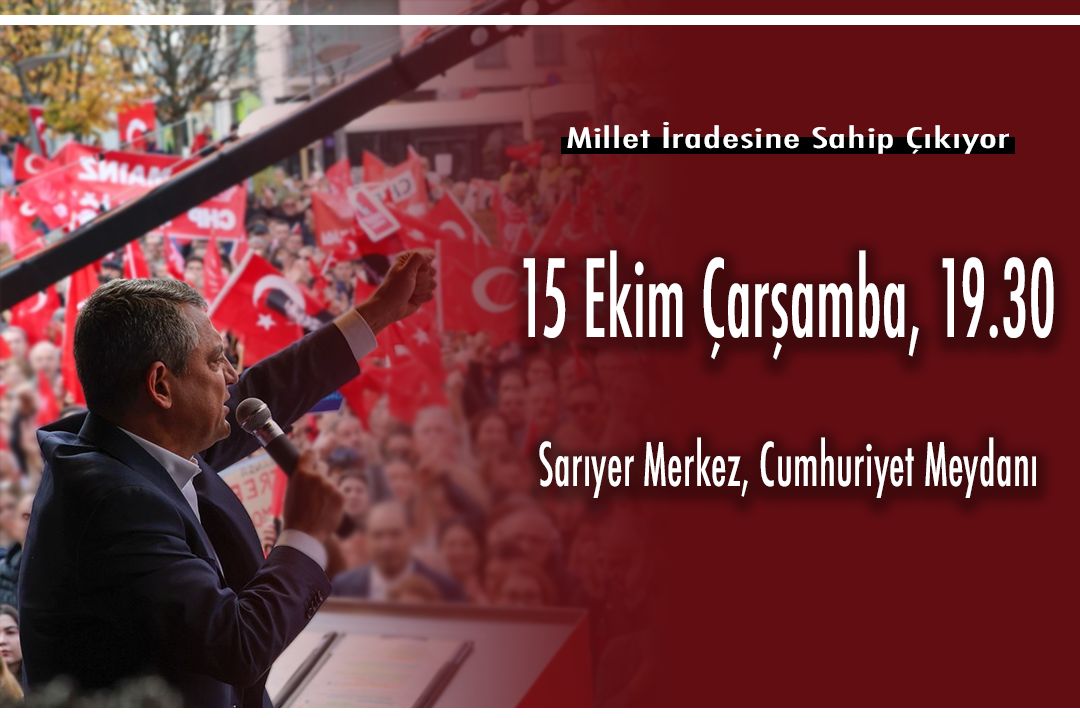 Millet iradesine sahip çıkıyor. 

Halkın gür sesi bu hafta İstanbul Sarıyer'den yükselecek. 

🗓️ 15 Ekim Çarşamba  
📷19.30 
📍 Sarıyer Cumhuriyet Meydanı