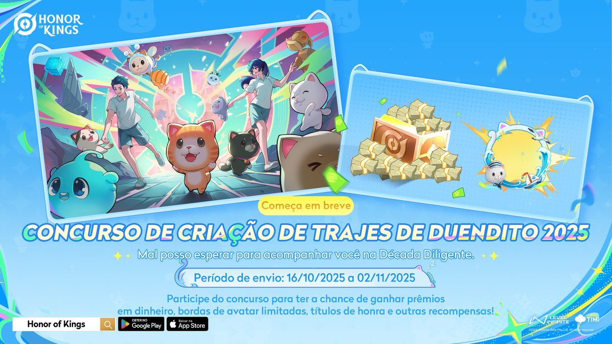 🎨 O Concurso de Design de Trajes do Duendito 2025 será lançado em 16 de outubro! 
🏆 Participe do concurso para ter a chance de ganhar prêmios em dinheiro e recompensas exclusivas no jogo! 

📝 Envie seu design e deixe sua marca no HOK! 

#HOK #SpritelingCostumeDesignContest2025