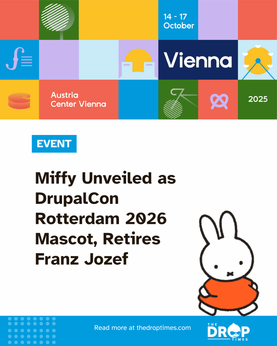 thedroptimes's tweet image. 👋 Say hi to Miffy — mascot for #DrupalConRotterdam2026!
🐰 She was unveiled at #DrupalConVienna and takes over from Franz Jozef.
📸 Snap a selfie & join the challenge!
🔗 bit.ly/494C60l 
#DrupalCon #DrupalConEUR #OpenSourceFun