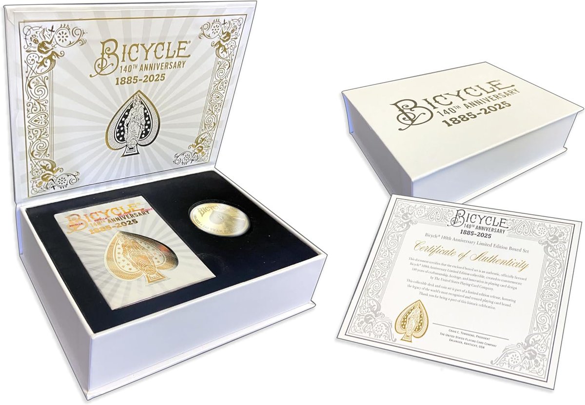 Preorder ~ Bicycle 140th Anniversary Limited Edition Exclusive Playing Cards  Set + 1 oz Pure Gold, 1 oz .999 Fine Silver, or Bronze Commemorative  Collector Coin  https://t.co/Sg571panEE #Ad ~ "Each