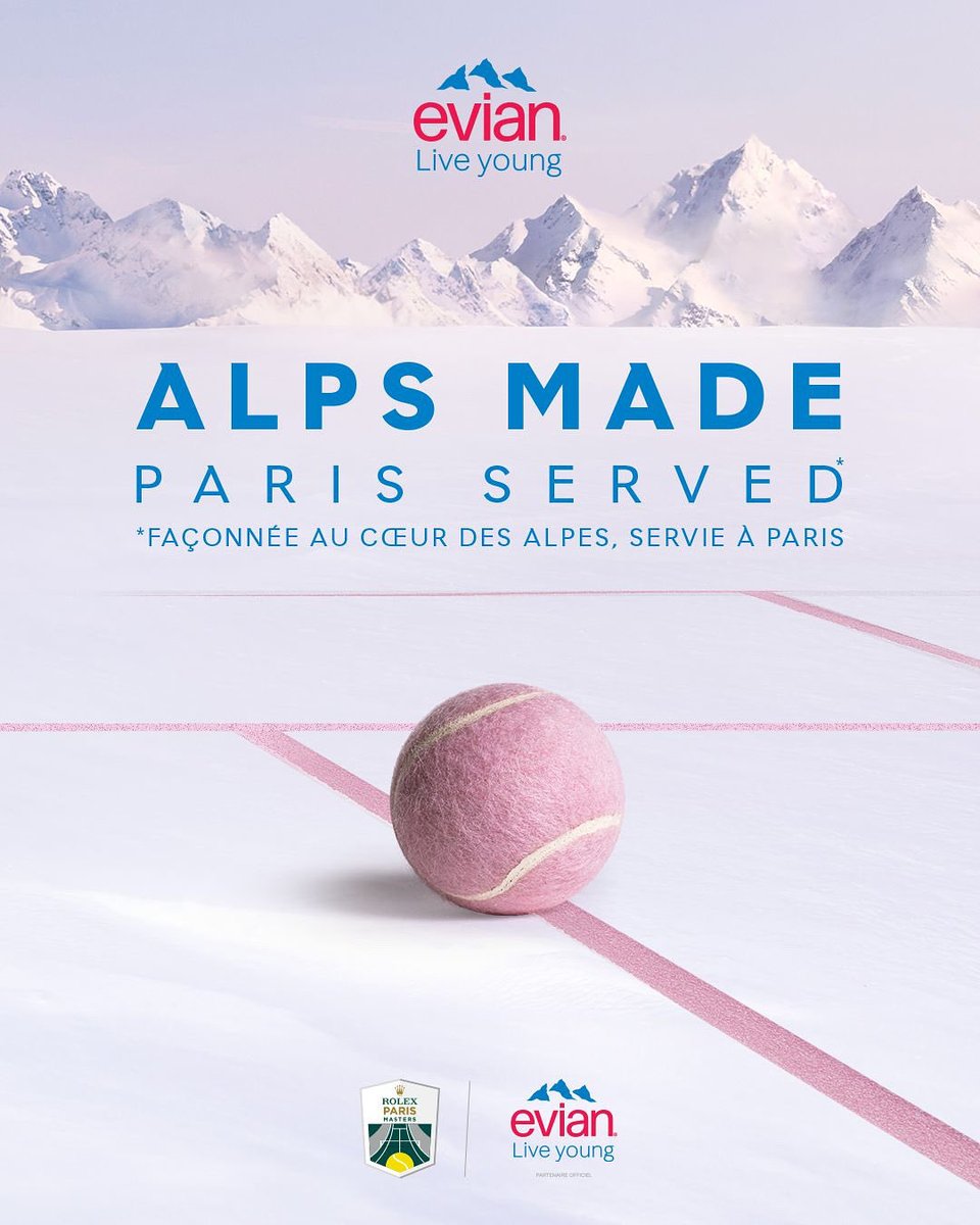 brunocammalleri's tweet image. Façonnée au cœur des Alpes, servie à Paris 🎾🤝💧 

evian devient Partenaire Officiel du @RolexPMasters dans le cadre d’un partenariat pluriannuel : tinyurl.com/yc7yuyzj

#Tennis #Evian
