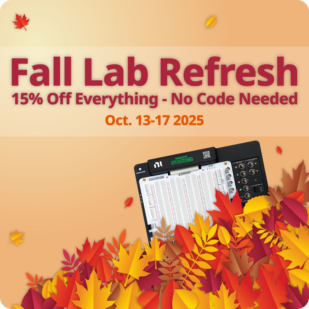 This week only, EVERYTHING on our site is 15% off! That includes #FPGA, test equipment, sensors, #DAQ and datalogging devices. Gosh, don't you love the changing of the seasons? 🍂🍁

*discount automatically applied at checkout