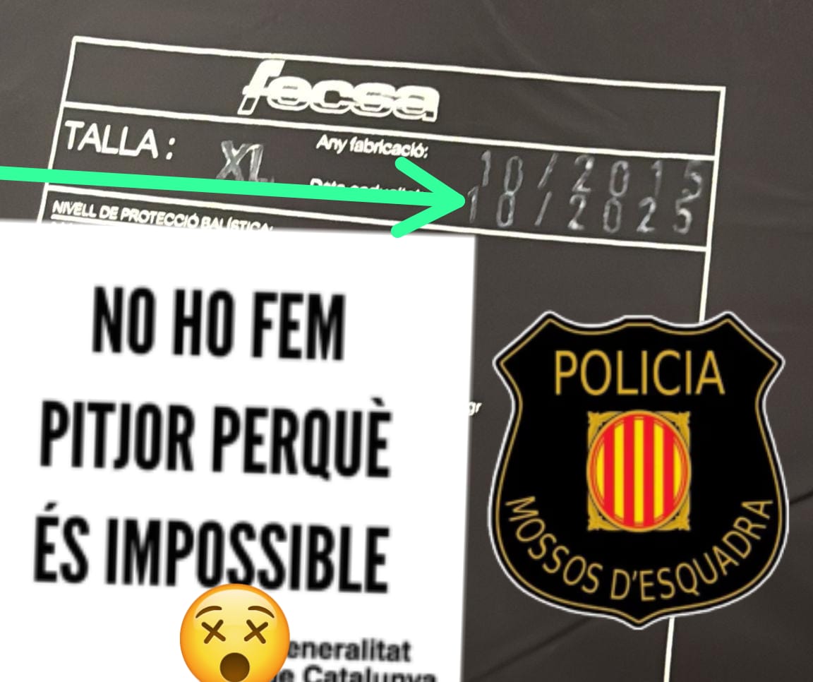 📅 Un any esperant... per això!
Després d’un any demanant el recanvi de les plaques antibales, li donen unes “noves” que caduquen aquest mes.
Gestió nefasta i possible negligència de l’administració.
#CCOOMossos #Seguretat
<a href="/ccoocatalunya/">CCOO de Catalunya</a> <a href="/ccoo_fsc_cat/">fsc-ccoo ➕drets➕ democràcia➕sindicat</a> <a href="/CCOOPoliciaLP/">CCOO PolicialocalLP</a> <a href="/interiorcat/">Interior i Seguretat Pública</a>