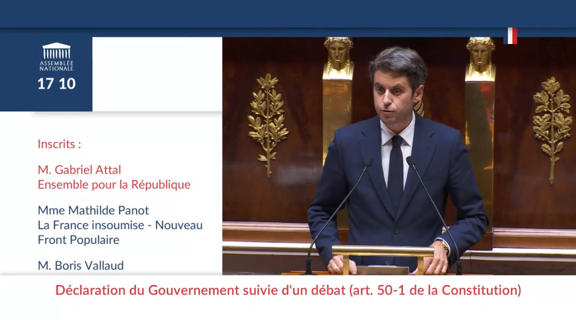 Lycrem3's tweet image. ➡️ « Si la politique ne parle plus des français, elle ne parle plus de rien. »💬#Attal 

Excellent discours du Président du groupe #EPR @GabrielAttal devant l’Assemblée Nationale pour représenter les députés @DeputesEnsemble ! 🤝
