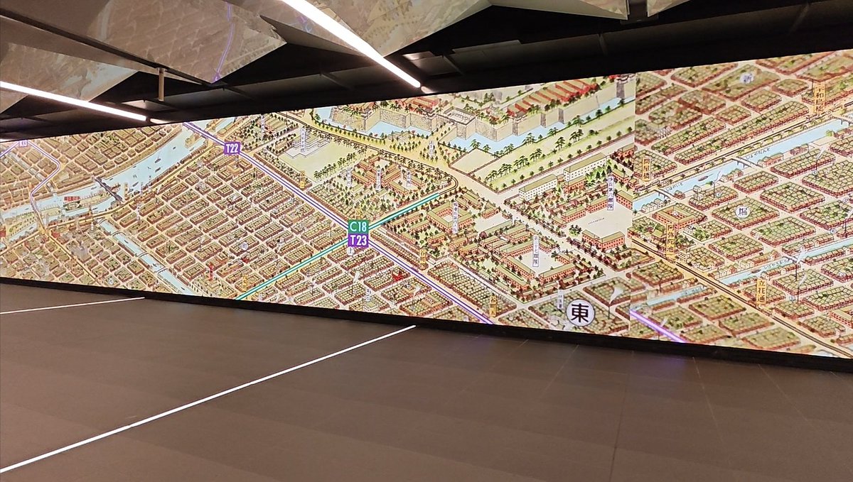 spk_basisi's tweet image. 夢洲駅は開業時くらい寂しくなったが、サイネージの地下鉄歴史映像は圧巻だった。あと終わってもグッズ販売は終わらない