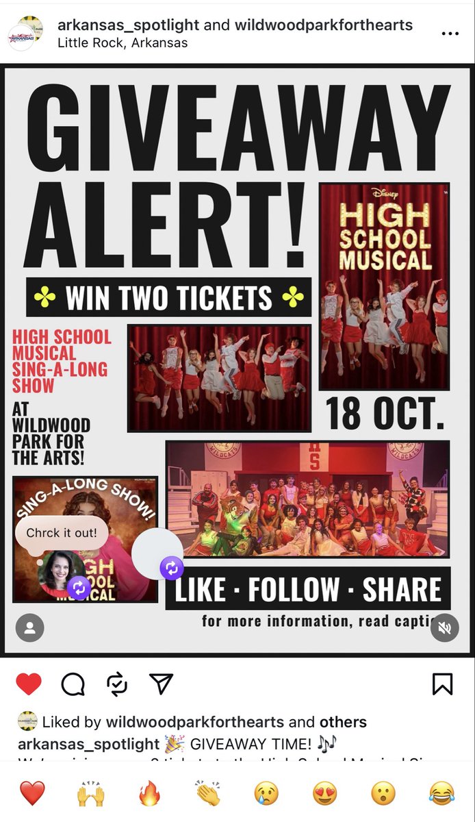 Are you on instagram??? If so, go check out this post from @arkansas_spotlight to see if you can win free tickets to our sing-along show at Wildwood!!