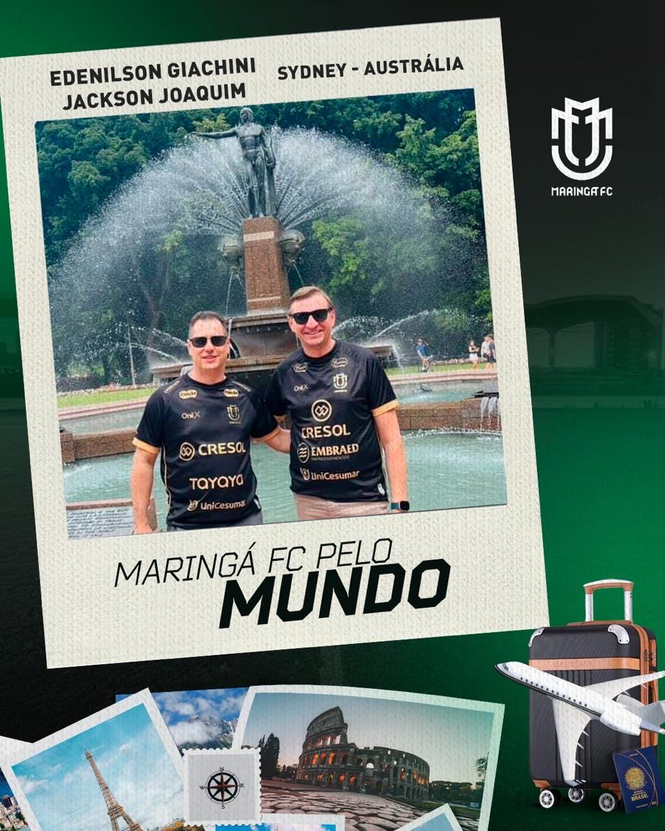 maringafc's tweet image. MARINGÁ PELO MUNDO! 😍🌎

Edenilson Giachini e Jackson Joaquim levaram o #MantoMaringaense até Sydney, na Austrália! 🇦🇺

O Manto Tricolor fica bonito em qualquer lugar, não tem jeito! 🖤🤍💚

#maringafc #maringa #mfc #futebol #tricolor #brasileiro #sériec #maringápelomundo…