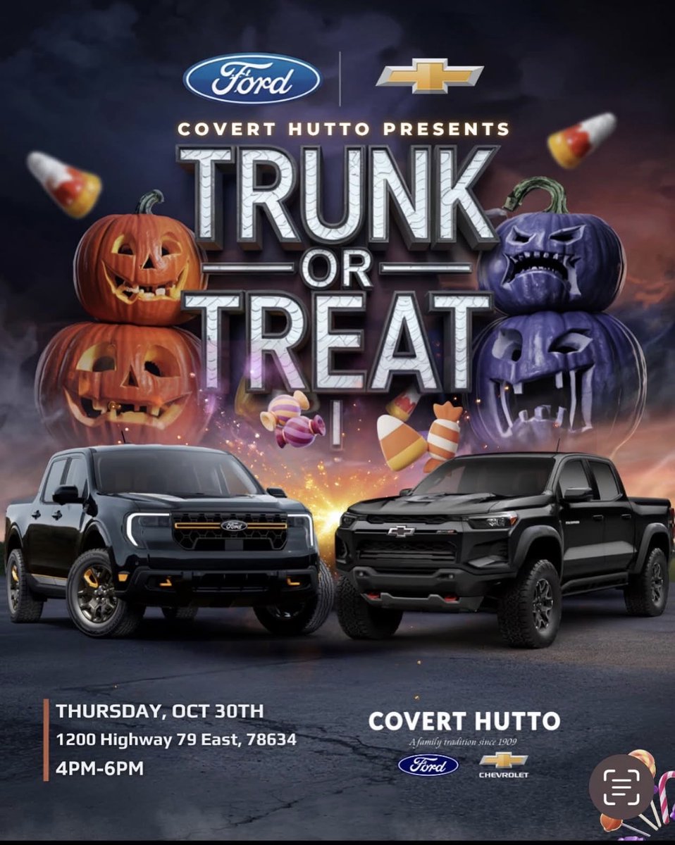 Head to @CovertFordHutto on 10/30 from 4-6 PM for Halloween Fun
Hutto, TX
@covertfordhutto.com
#CovertFord #Ford #HookEm