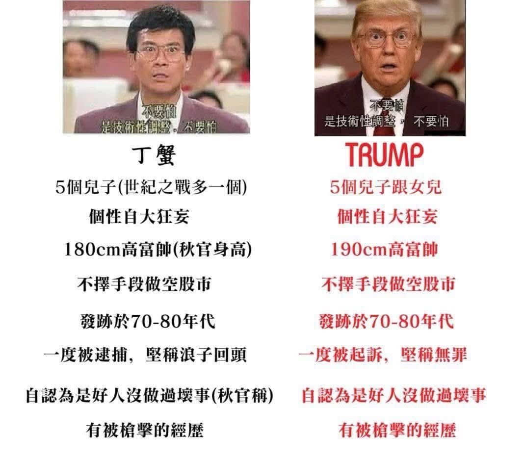 这两天疯传的对比，丁蟹 VS 川川 Trump!