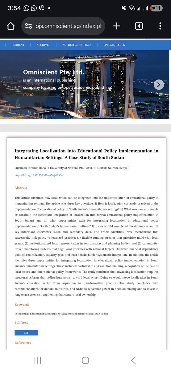 SuleimanRoba's tweet image. Delighted to Share My Third Academic Publication

I’m pleased to announce that my third article is out, published by Omniscient Pte. Ltd., an international publishing company specializing in open access academic publishing.

Article Titled: *Integrating Localization into…