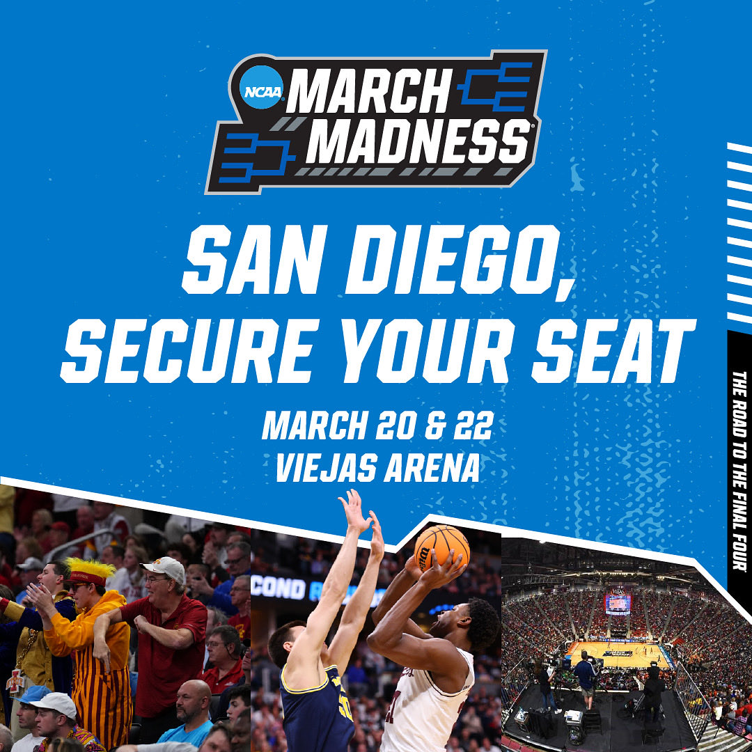 San Diego State Aztecs (@goaztecs) on Twitter photo San Diego! We’re hosting March Madness First & Second Rounds. <a href="/ViejasArena/">Viejas Arena</a> in March! Tickets are now on sale to the general public! Get yours at GoAztecs.com/ncaambb. San Diego! We’re hosting March Madness First & Second Rounds. <a href="/ViejasArena/">Viejas Arena</a> in March! Tickets are now on sale to the general public! Get yours at GoAztecs.com/ncaambb.