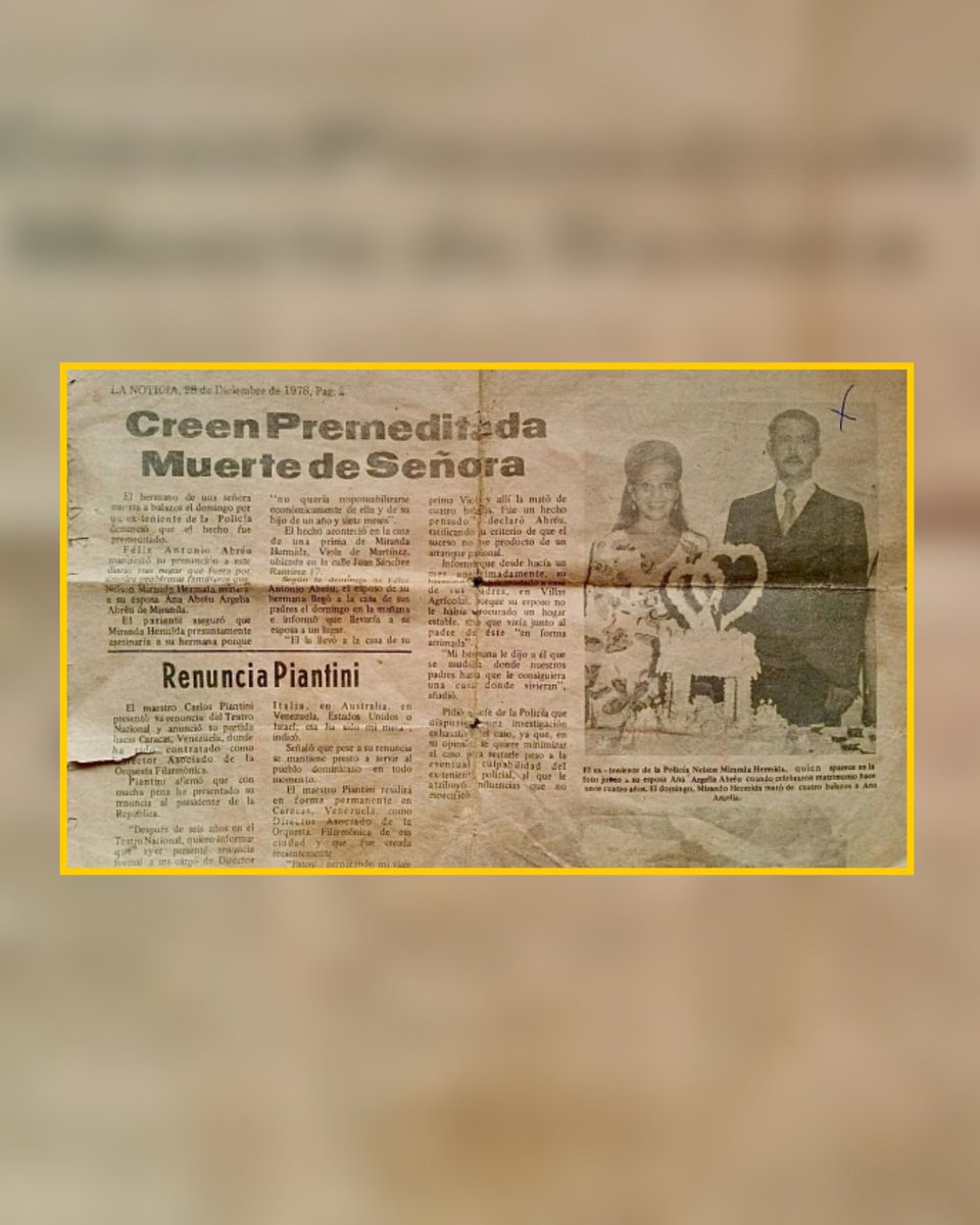 Nelson Feliz Miranda Hermida tenía 32 años cuando, el 24 de diciembre de 1978, cometió su primer feminicidio. La víctima era su esposa Ana Argelia Abreu, con la que procreó un hijo.

🔗listindiario.com/la-republica/2…

#ListínDiario