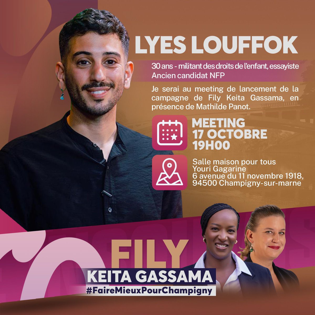 carlos_malem's tweet image. Merci Lyes pour ta presence ! #LyesLouffok #mathildepanot #FilyKeitaGassama #Meeting #Champigny