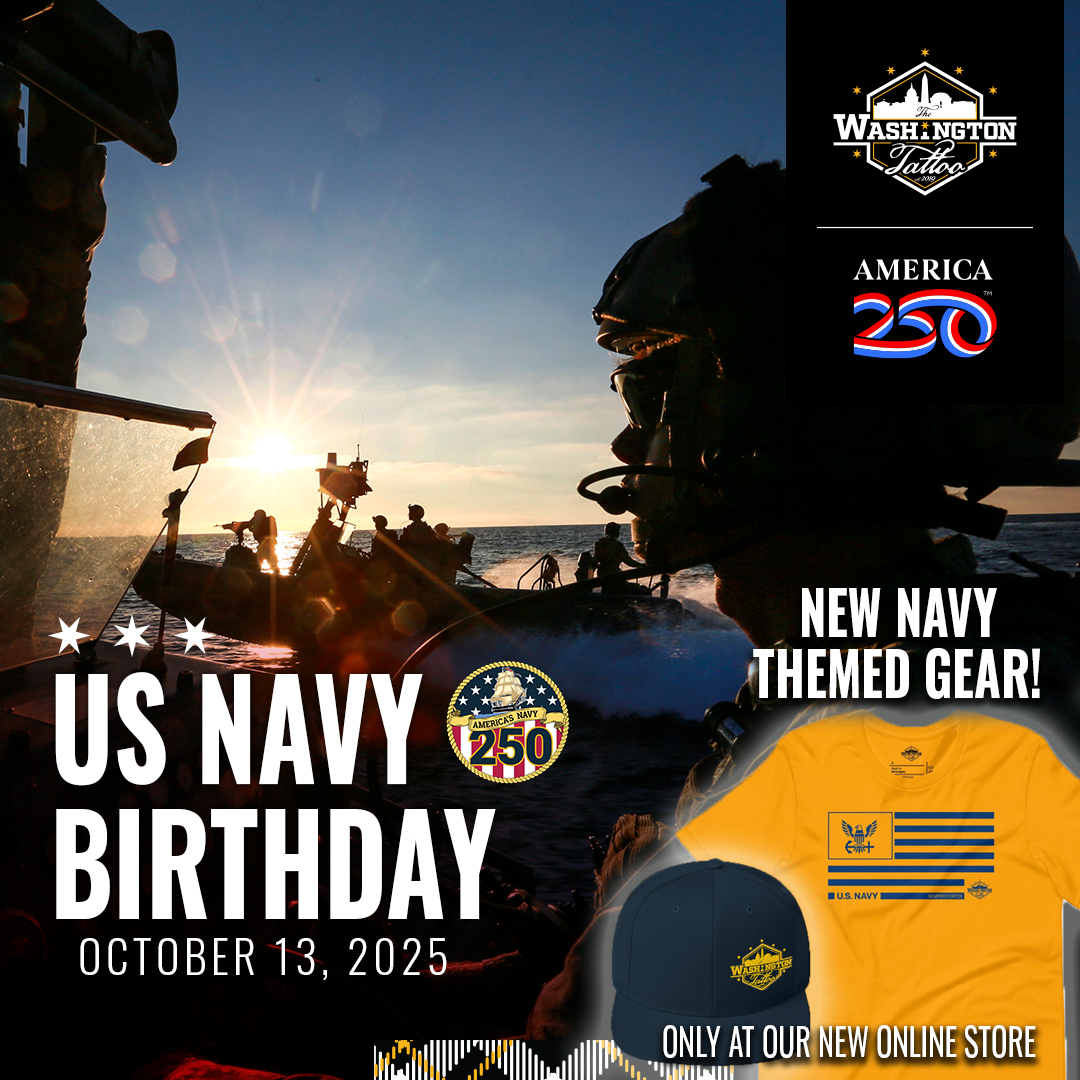 At The Washington Tattoo, we help veterans find purpose, healing &amp; connection through music and community. In honor of the U.S. Navy’s 250th Birthday, we’ve launched new Navy-themed gear! Explore here: zurl.co/MIU88

#USNavy #TheWashingtonTattoo #America250