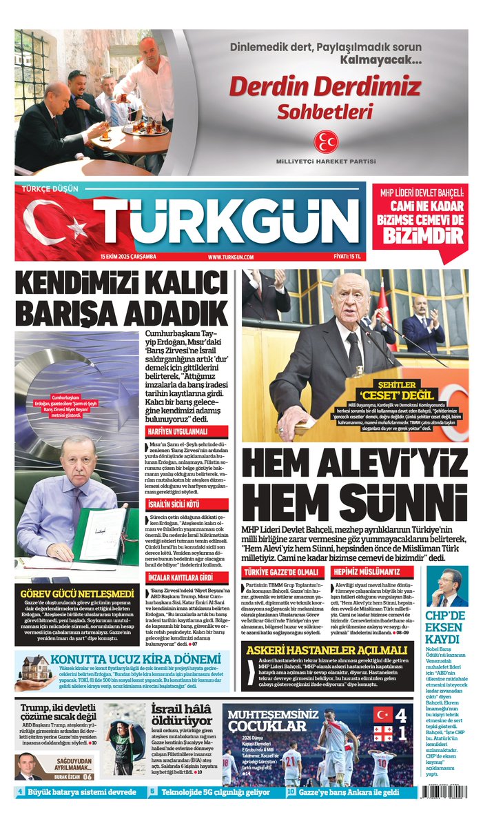 Gazetemizin 15 Ekim 2025 Çarşamba baskısını inceleyebilirsiniz... #Türkgün #turkgungazetesi