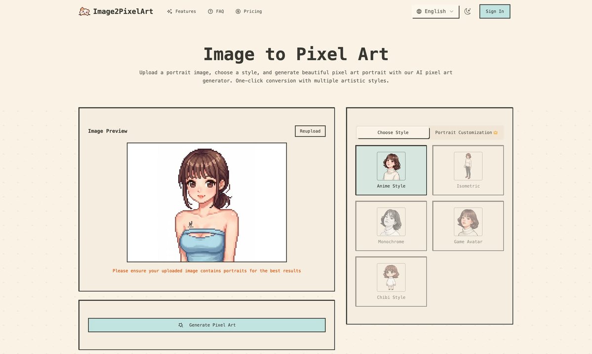 sideprojectors's tweet image. Side project showcase - check out Image2PixelArt - AI Pixel Art Generator - sideprojectors.com/project/66340/… @sideprojectors #sideproject #makers #entrepreneur #image2pixelart