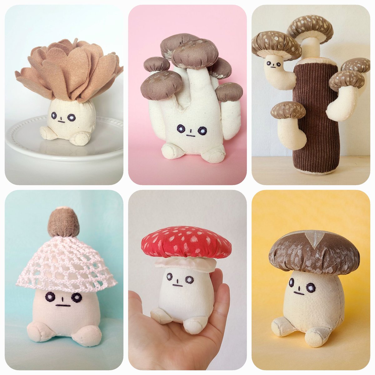 おはようございます！

今日10月15日は #きのこの日 🍄✨
勢ぞろいしたうちのきのこ達を見てください(^^)

#ぬいぐるみ