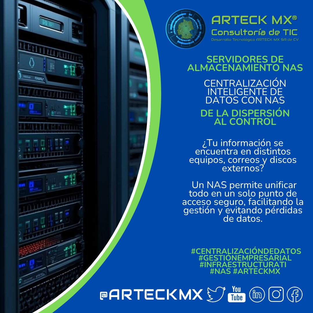 arteck_mx's tweet photo. La información empresarial no debería vivir dispersa en cientos de equipos o carpetas compartidas.

Con un Servidor NAS, tu empresa puede centralizar todos sus datos, mejorando la seguridad y la colaboración en red. https://t.co/4NdYETRPMJ