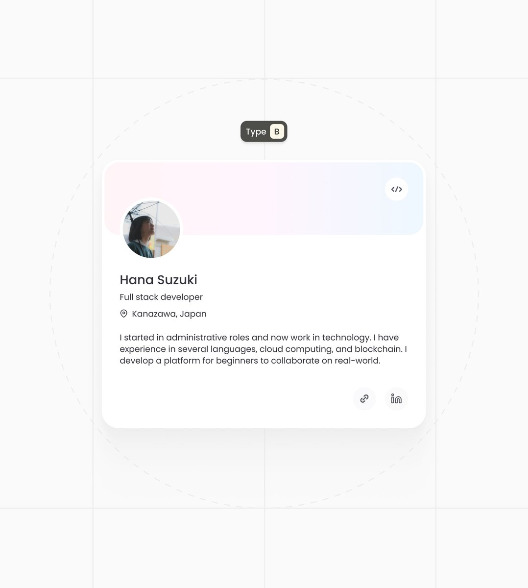 Which one do you prefer: A or B?

I created this card for a project that highlights talents and lets people share their socials and portfolios. Focused on color, typography, and hierarchy. Made two versions and can’t decide 😅

#UIDesign #UXDesign #ProductDesign #VisualDesign