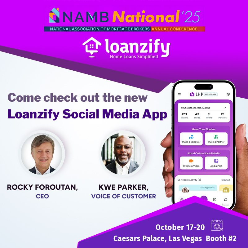 We’ll be at NAMB National ’25—Booth #2 at Caesars Palace (Oct 17–20).
Come test-drive the Loanzify Social Media App for Realtor partnerships—create/post fast, co-brand, and drive more referrals. See it live!
#NAMB #Loanzify #MortgageTech #LoanOfficer