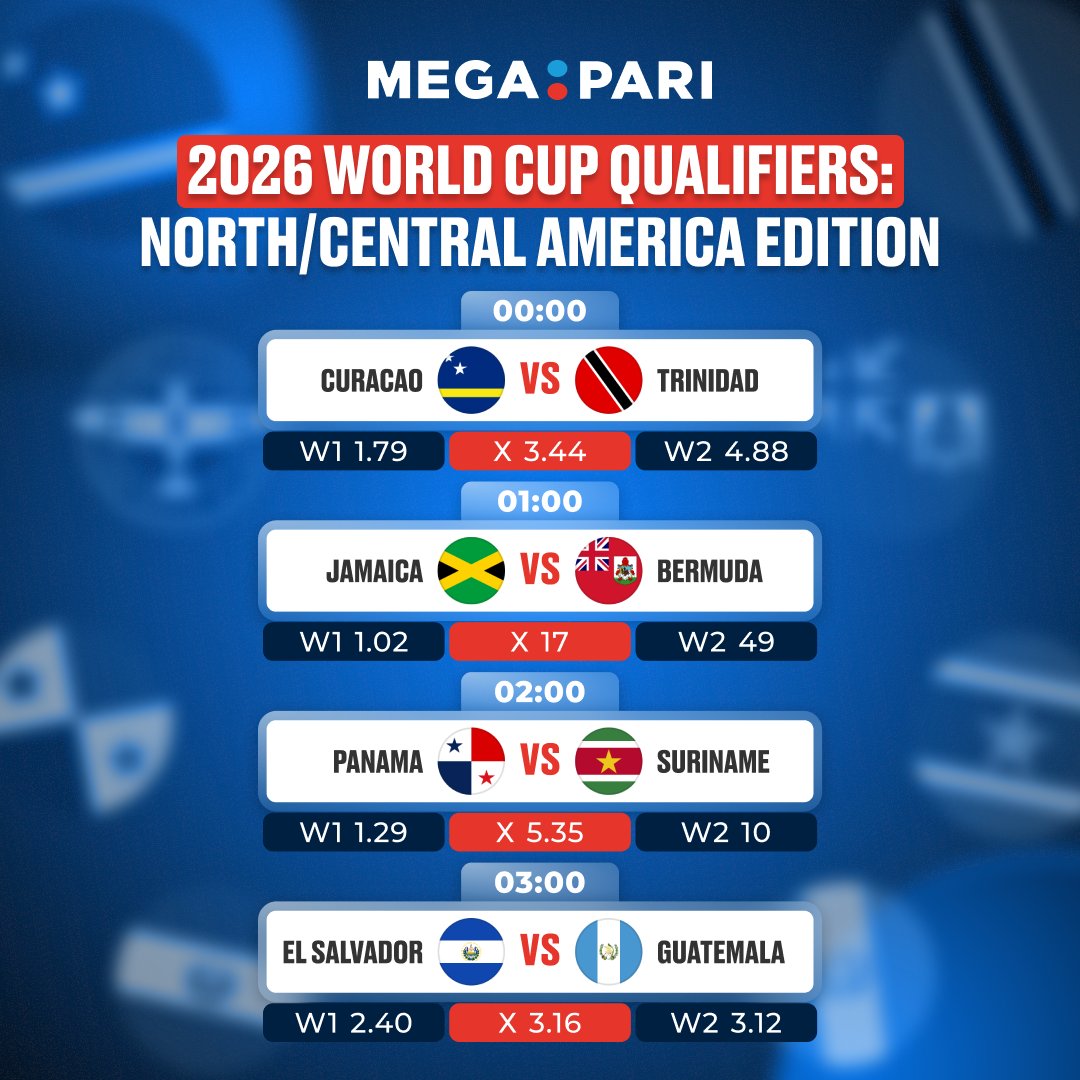megapari_ngr's tweet image. 🌙⚽️ Midnight Madness Continues!
The 2026 World Cup Qualifiers (North/Central America) bring late-night drama & goals!
👉 Bet smart on MEGAPARI 💸 megapari.media/3W2EDAE
#Megapari #WorldCupQualifiers #MidnightGames