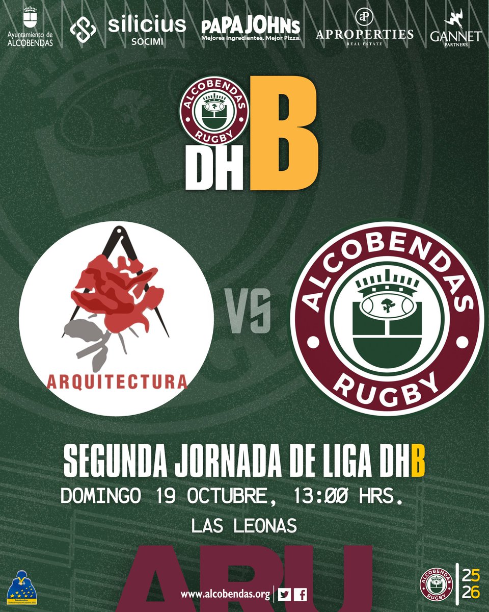 AlcobendasRugby's tweet photo. 🏉 Fin de semana granate 🏉
🔴 DHB | vs Arquitectura
📍 Las Leonas | 🗓 Dom 19 oct – ⏰ 13:00h
🔴 C | vs Osos del Pardo
📍 Las Terrazas | 🗓 Sáb 18 oct – ⏰ 18:00h
Seguimos creciendo y defendiendo nuestros colores 💪
#SiempreGranates #ARUDHB #ARUC https://t.co/UBQpf08WIX