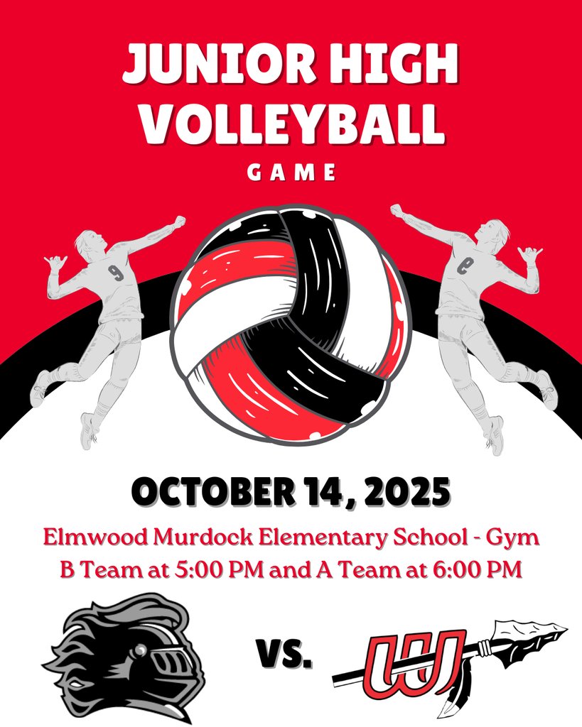 The junior high volleyball team has their last game of the season in Elmwood tonight. Good luck!