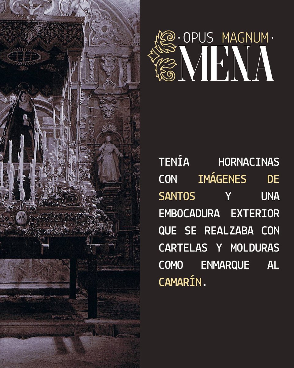 cofradiamena's tweet photo. Tenía hornacinas con imágenes de santos y una embocadura exterior que se realzaba con cartelas y molduras como enmarque al camarín.
⚜️ Presentación y bendición del retablo
🗓️ Viernes 17 de octubre
⛪️ Parroquia de Santo Domingo
🕣 20.30h
#cofradiasmlg #malaga #retablomena https://t.co/6S4xGu2lZx