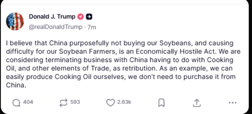 your internet money is crashing because of vegetable oil

impossible to stay sane in this market