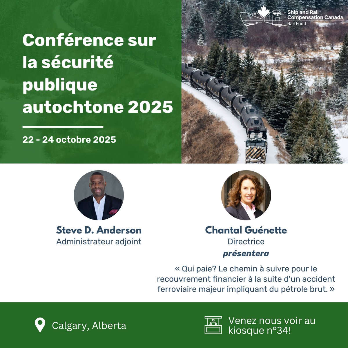 Ne nous manquez pas à la Conférence sur la sécurité publique autochtone où nous présenterons sur l’indemnisation suite à un accident ferroviaire majeur impliquant du pétrole brut.
Hâte de rencontrer des premiers répondants &amp; communautés autochtones vivant près des voies ferrées!