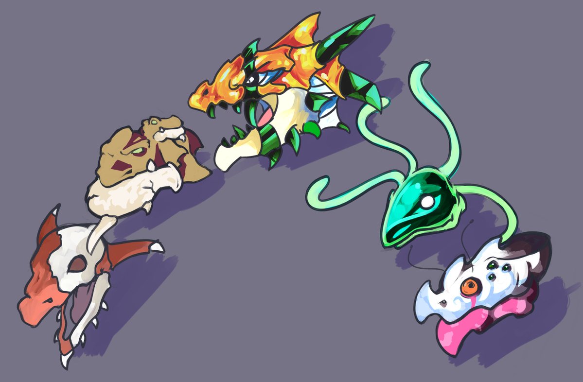 moulinauxbulles's tweet image. Decline's Drops 1st Anniversary - Anecdote #4
The Hydras went through many designs. The challenge was to make as distinct from each others as possible, and with a memorable design that represents their respective themes.
Hope I did it right!