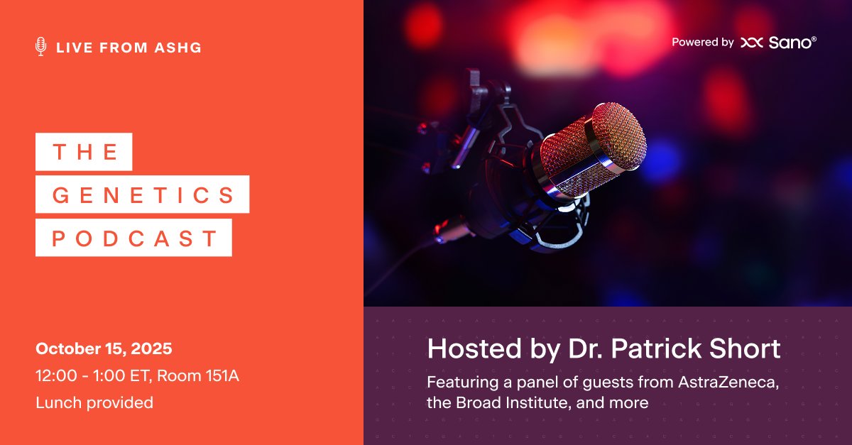 Join me, <a href="/HeidiRehm/">Heidi Rehm</a>, <a href="/SlavePetrovski/">Slavé Petrovski</a> TOMORROW (Oct 15th, 12-1pm) at #ASHG25 for The Genetics Podcast live. 

Where? Room 151A in the convention centre. 

See you there!!