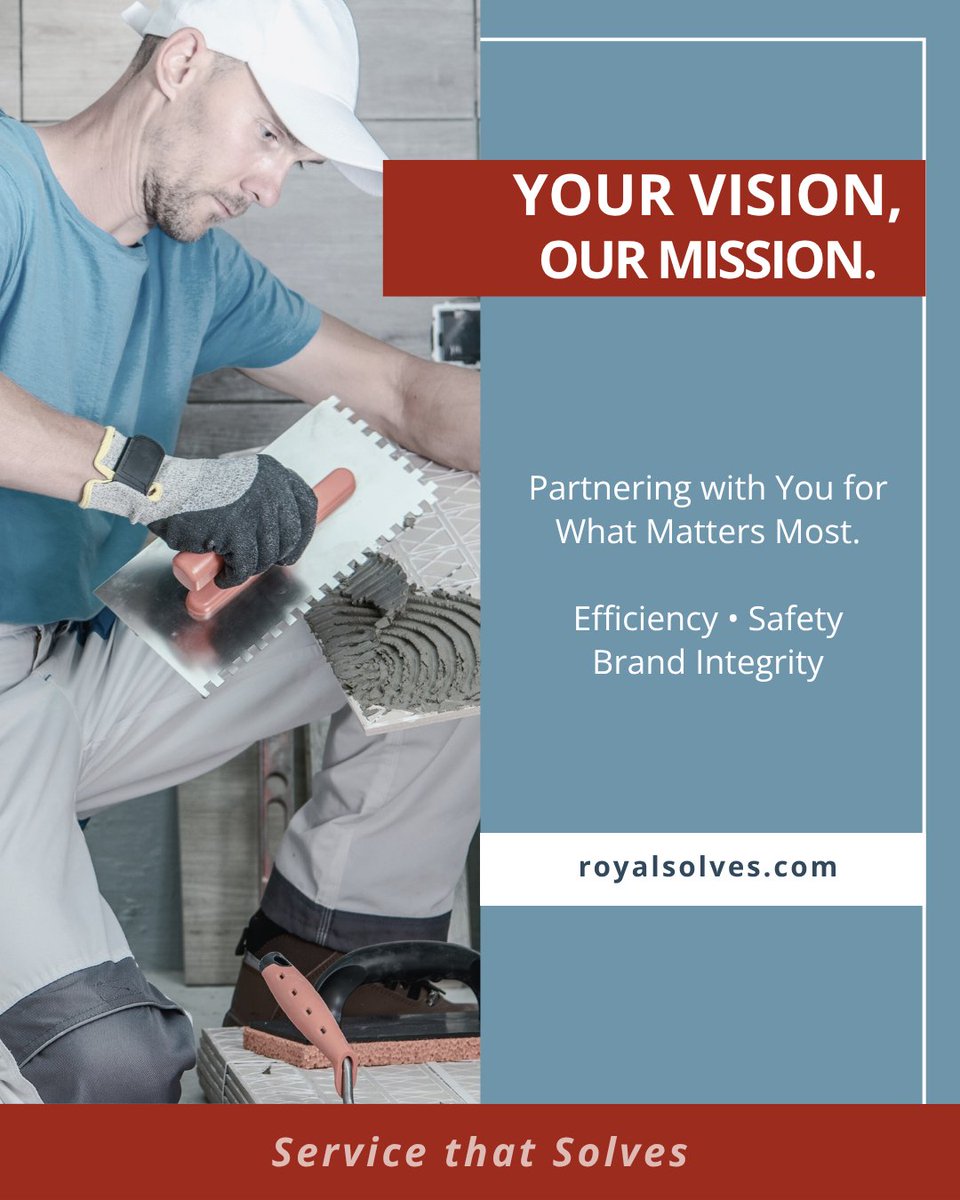 RoyalSolves's tweet image. At ROYAL, your goals drive our work. Whether it’s improving efficiency, enhancing safety, or protecting your brand, we align with your vision to deliver success on every project.