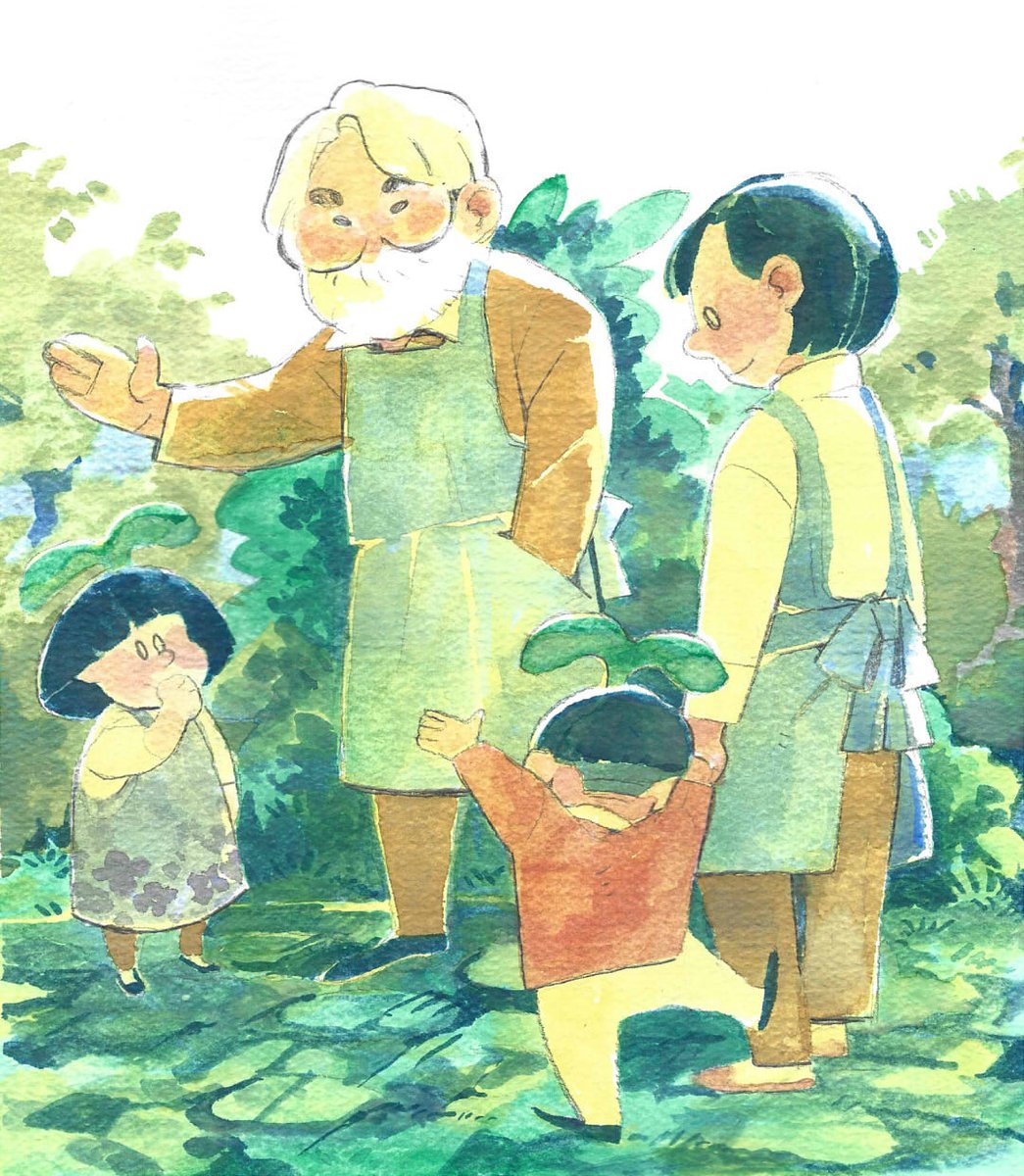 newtgut's tweet image. Miyazaki visiting the sprouts