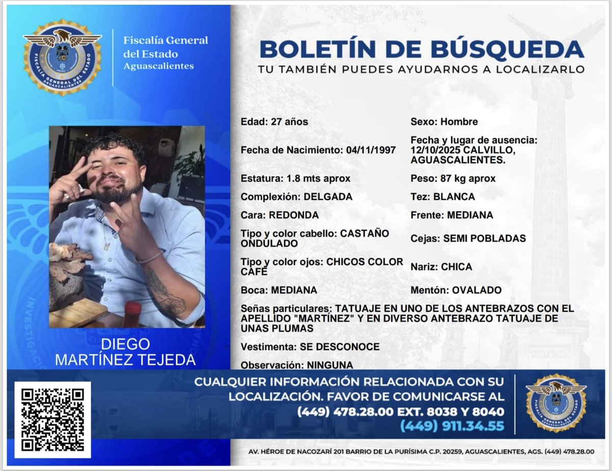 JLMNoticias's tweet photo. #AlMomento La Fiscalía de Aguascalientes difunde Ficha de Búsqueda de Diego Martínez Tejeda y Luis Ángel Gallegos Ramírez, reportados como desaparecidos en Calvillo, y que pudieran haber sido víctimas de los hechos en Colomos, donde se hallaron dos vehículos incendiados https://t.co/1iLyGT7DzW