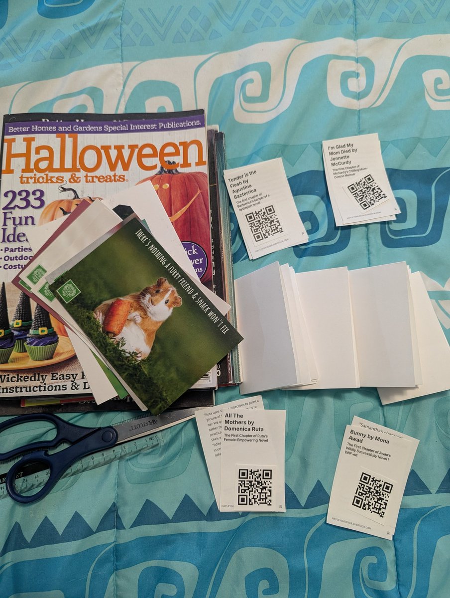 hayleyshucker's tweet photo. Making some zines based on my Substack posts. https://t.co/35JKIekWfA
#firstchapters #reading #tbr #zines #zinemaking #WritingCommunity https://t.co/R9gN4eSeyE