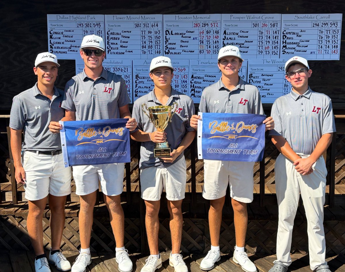 LTCavGolf's tweet photo. 🔴🔴Cavs Win!!⚫️⚫️
Varsity Black shoots -8 to take the win by 3 strokes!  4 Cavs in the top 10 including Junior Bennett Kuhns who took the individual win. #JAMODI https://t.co/NsXY4E0LRd